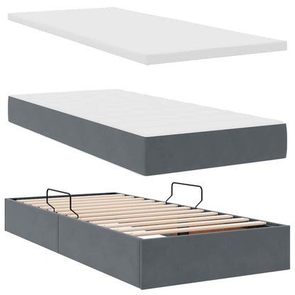 Letto con Contenitore Grigio scuro 100 x 200 cm Velluto | homemem39