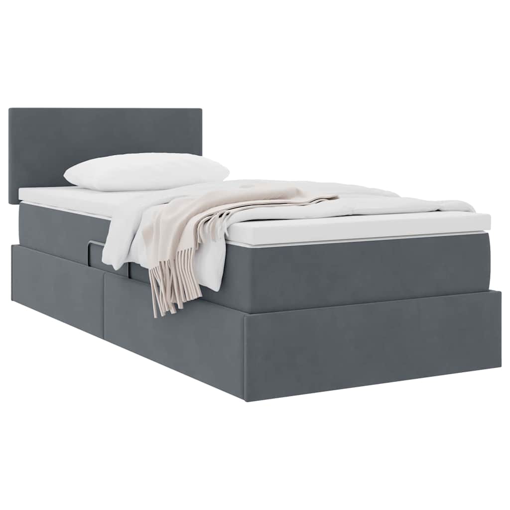 Letto con Contenitore Grigio scuro 100 x 200 cm Velluto | homemem39