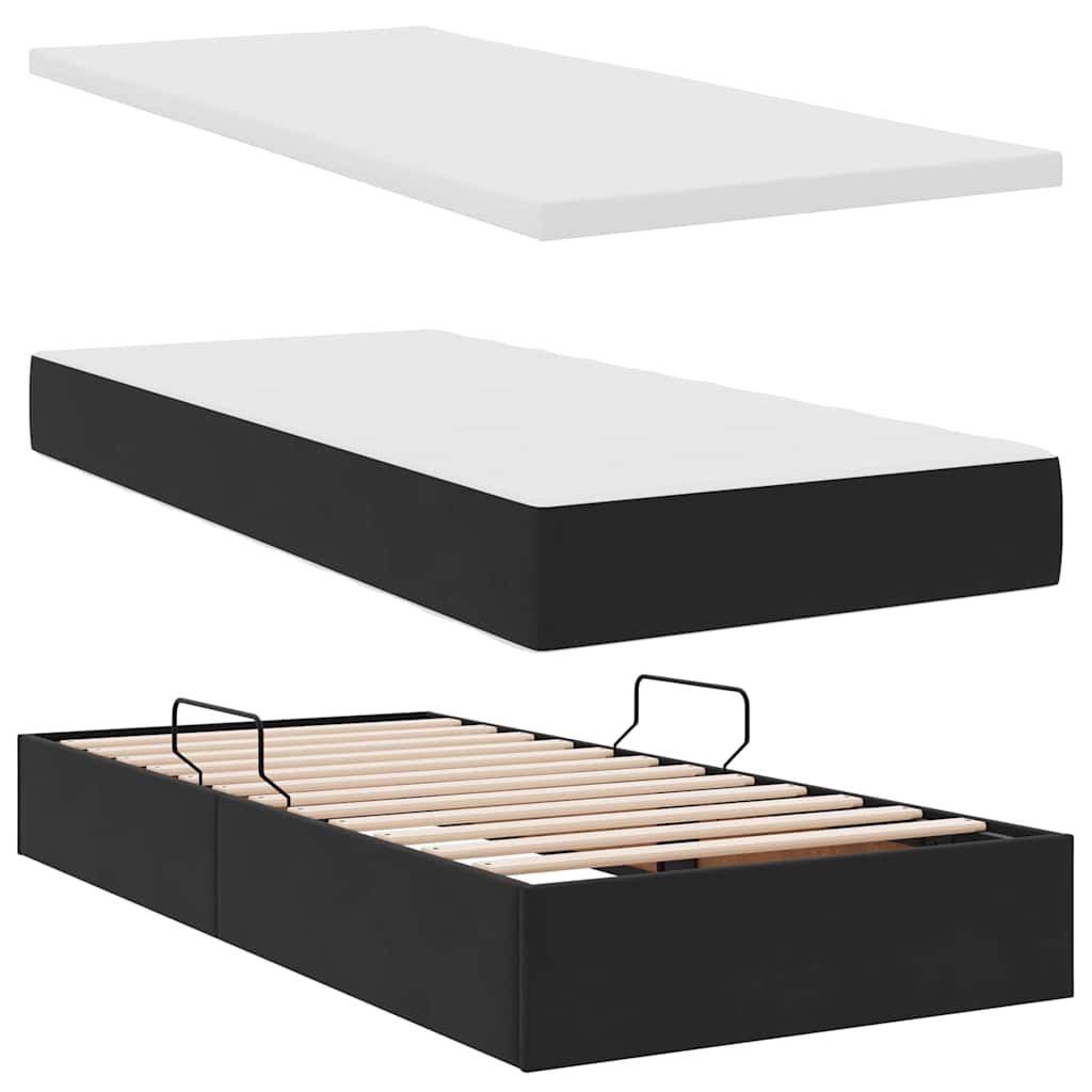 Letto con Contenitore con materasso Nero 100 x 200 cm Velluto | homemem39