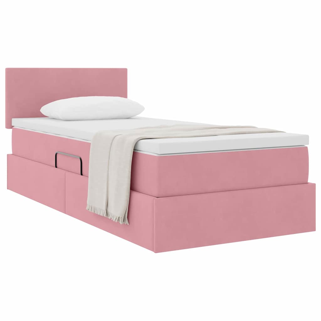 Letto con Contenitore con materasso Rosa 100 x 200 cm Velluto | homemem39