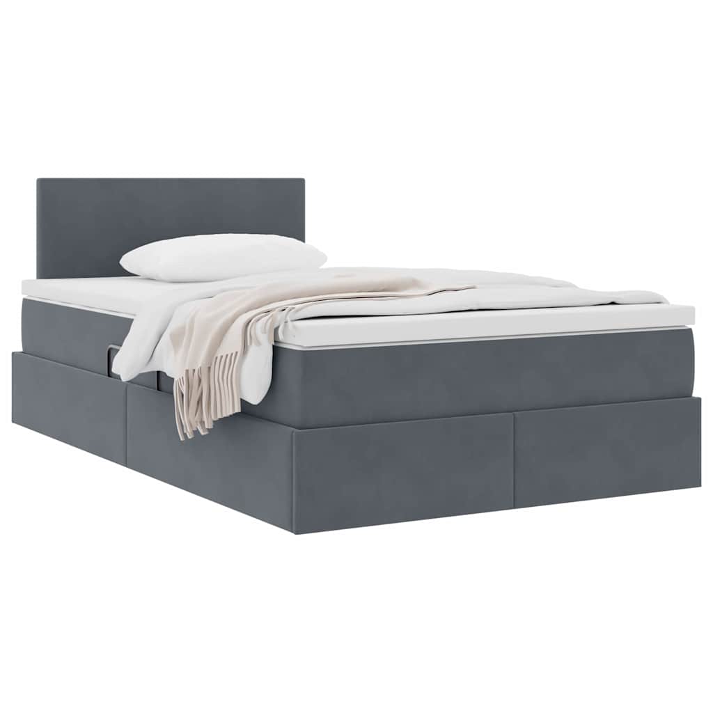 Letto con Contenitore Grigio scuro 120 x 190 cm Velluto | homemem39
