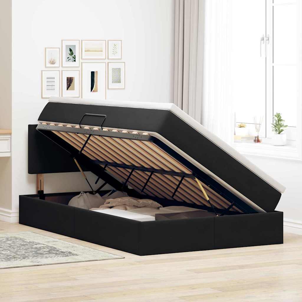 Letto con Contenitore con materasso Nero 120 x 190 cm Velluto | homemem39