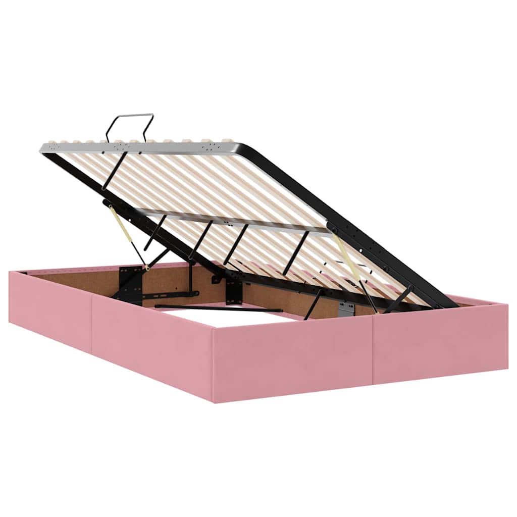 Letto con Contenitore con materasso Rosa 120 x 200 cm Velluto