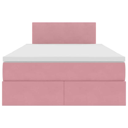 Letto con Contenitore con materasso Rosa 120 x 200 cm Velluto | homemem39