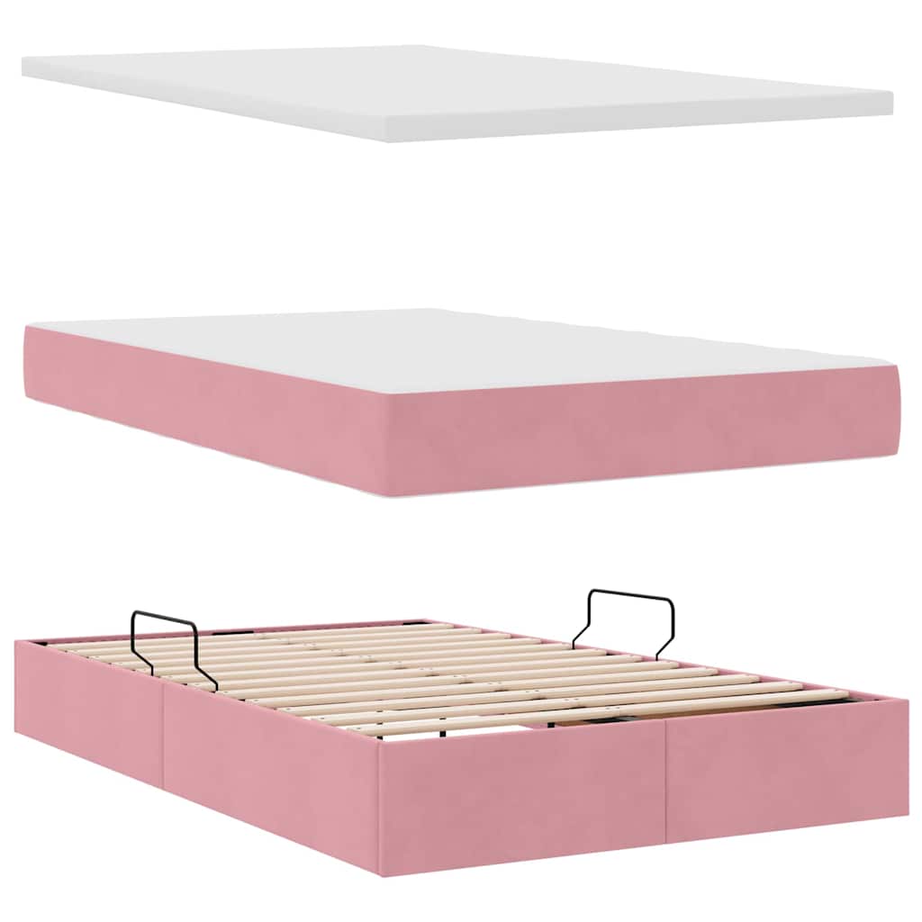 Letto con Contenitore con materasso Rosa 120 x 200 cm Velluto | homemem39
