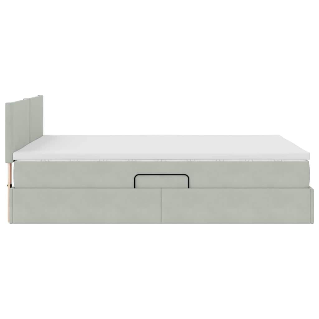 Letto con Contenitore Grigio chiaro 140 x 190 cm Velluto | homemem39