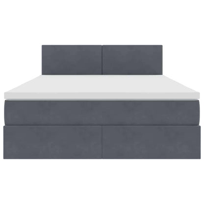 Letto con Contenitore Grigio scuro 140 x 190 cm Velluto