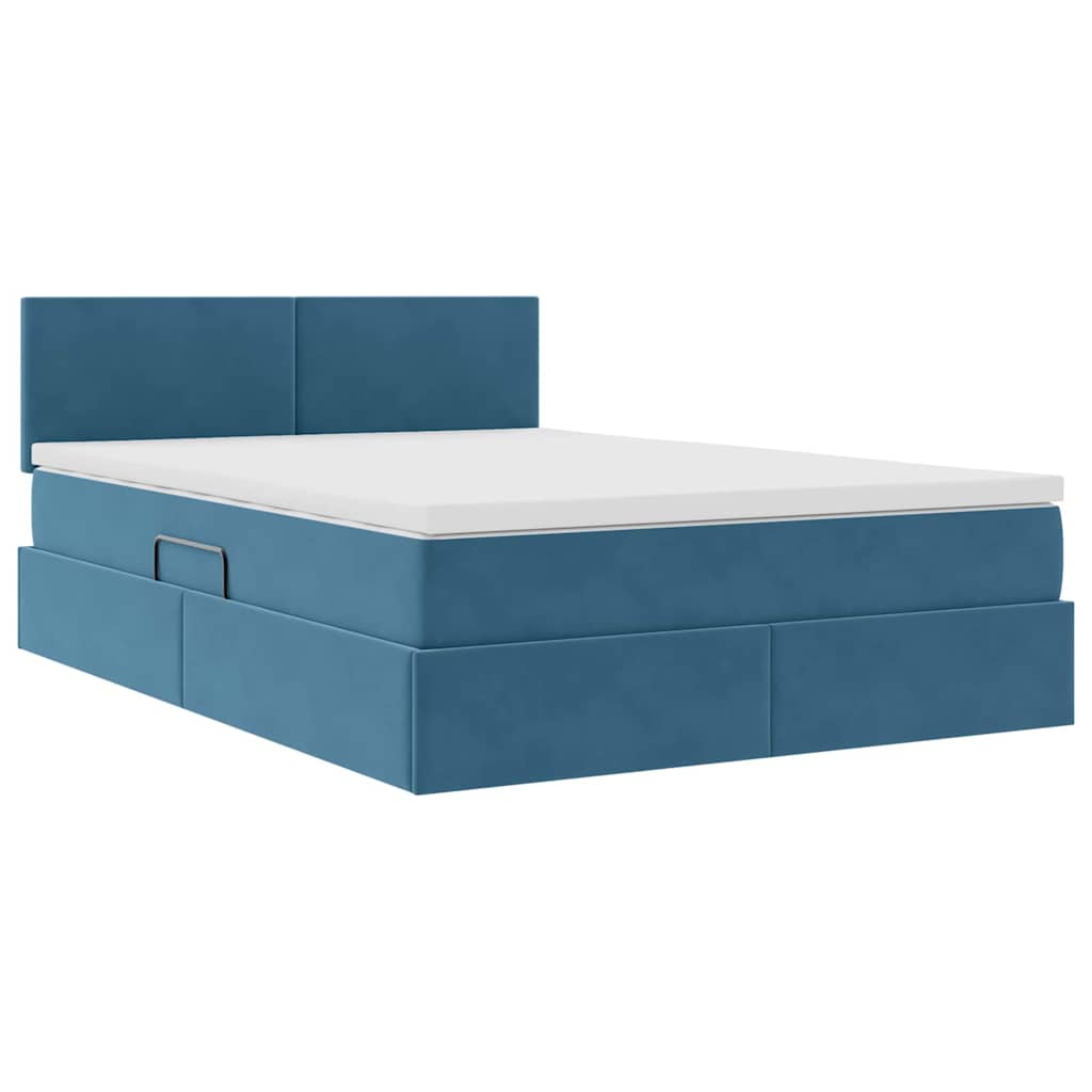 Letto con Contenitore Blu Scuro 140 x 190 cm Velluto