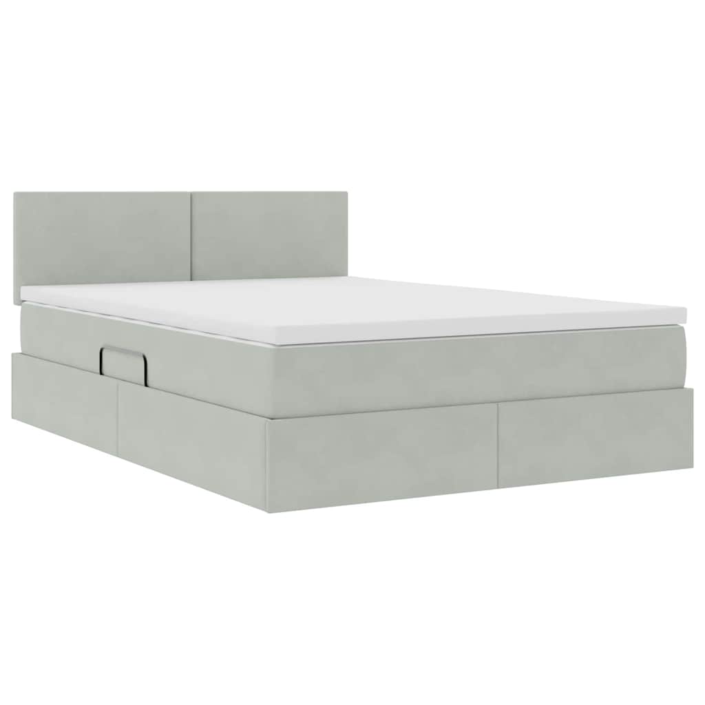 Letto con Contenitore Grigio chiaro 140 x 200 cm Velluto | homemem39