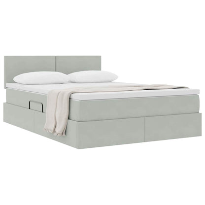 Letto con Contenitore Grigio chiaro 140 x 200 cm Velluto | homemem39