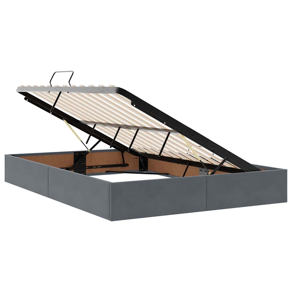 Letto con Contenitore Grigio scuro 140 x 200 cm Velluto | homemem39