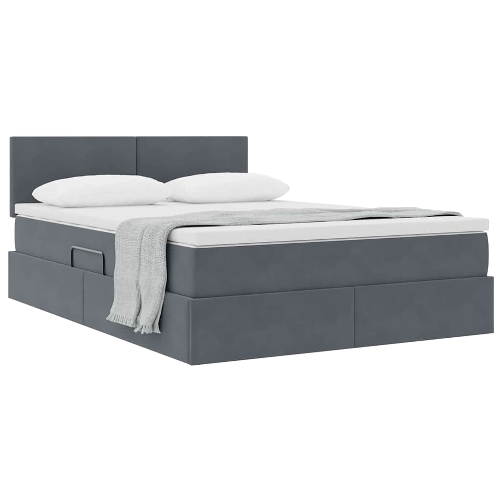 Letto con Contenitore Grigio scuro 140 x 200 cm Velluto | homemem39