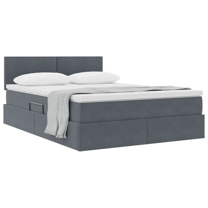 Letto con Contenitore Grigio scuro 140 x 200 cm Velluto | homemem39
