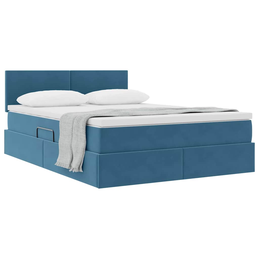 Letto con Contenitore Blu Scuro 140 x 200 cm Velluto