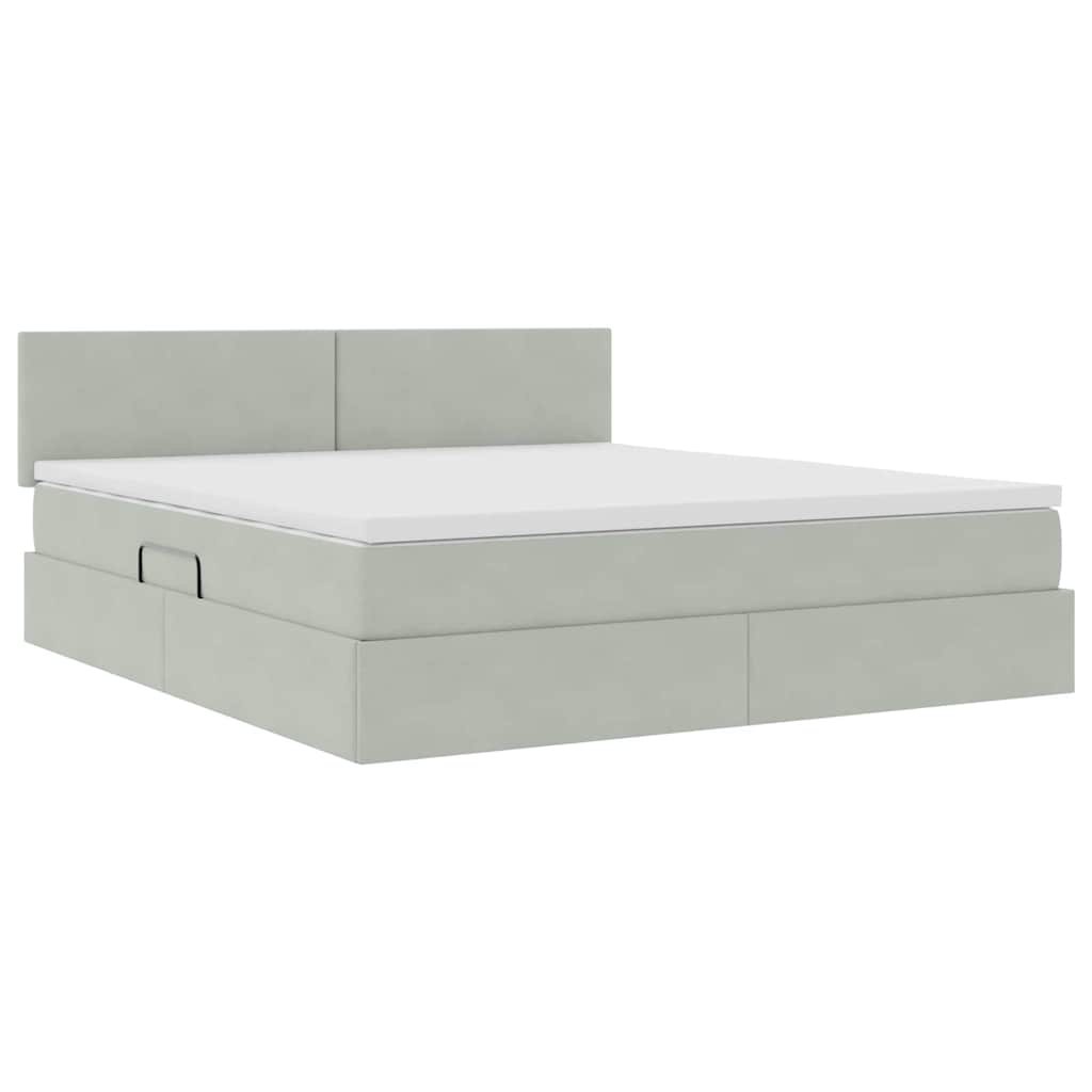 Letto con Contenitore Grigio chiaro 160 x 200 cm Velluto | homemem39