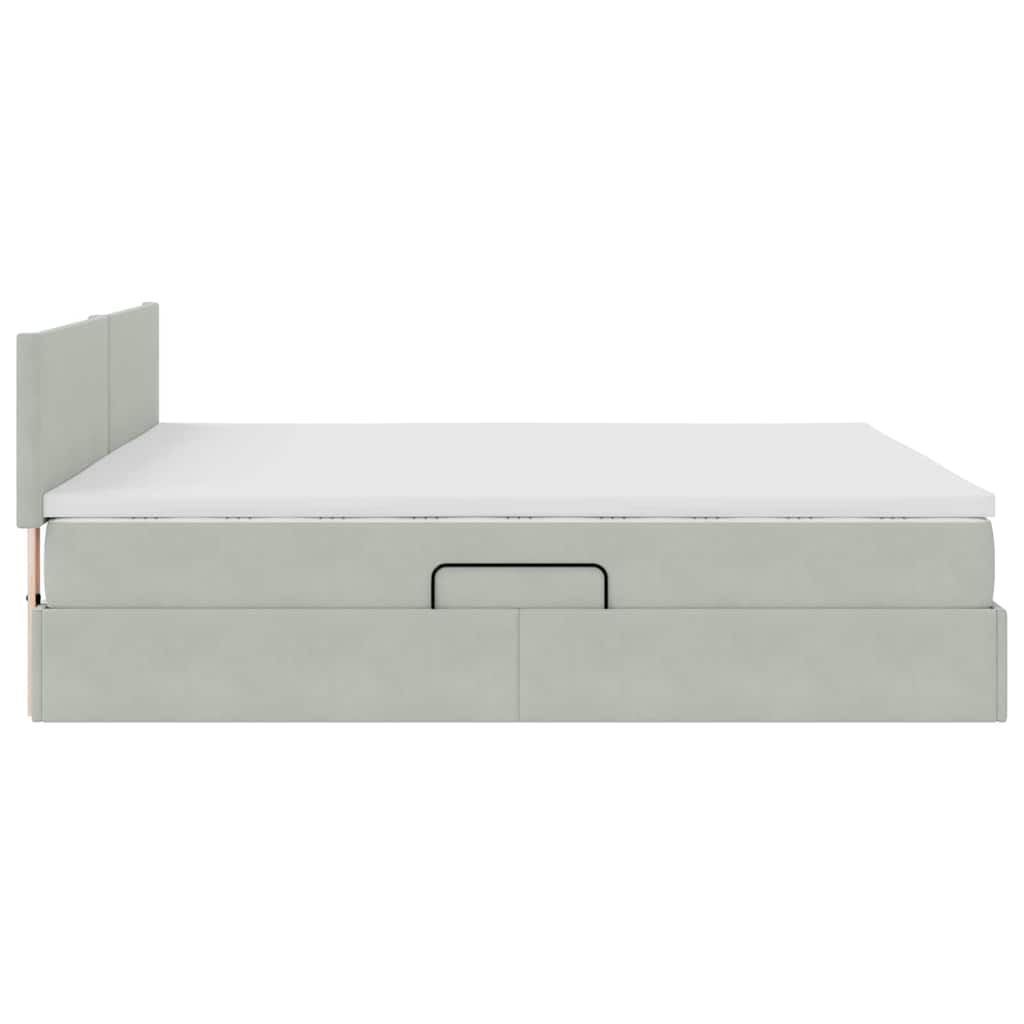 Letto con Contenitore Grigio chiaro 160 x 200 cm Velluto | homemem39