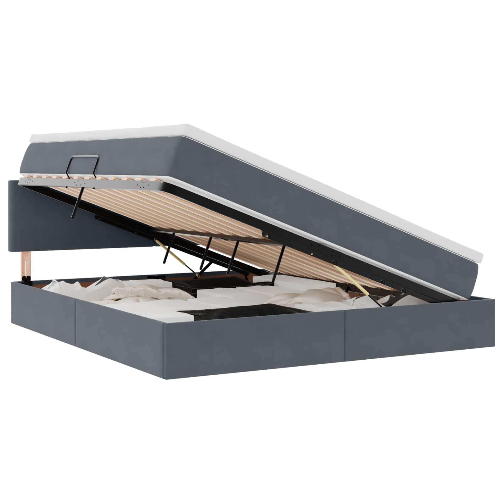 Letto con Contenitore Grigio scuro 160 x 200 cm Velluto | homemem39