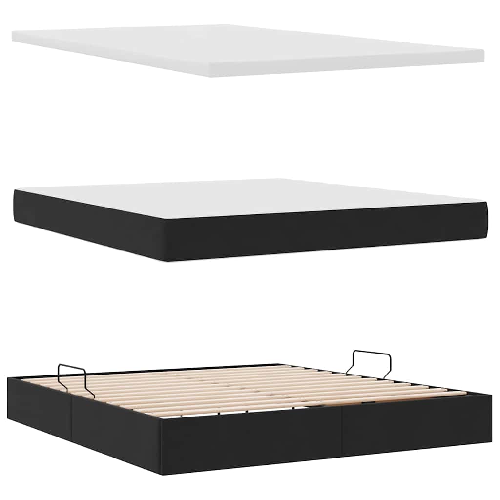 Letto con Contenitore con materasso Nero 160 x 200 cm Velluto | homemem39