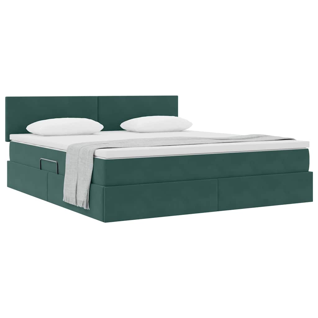 Letto con Contenitore Verde Scuro 160 x 200 cm Velluto | homemem39