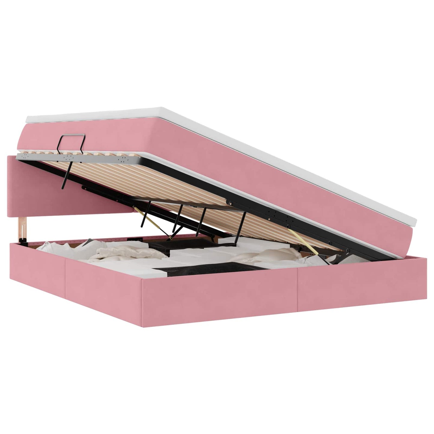 Letto con Contenitore con materasso Rosa 160 x 200 cm Velluto | homemem39