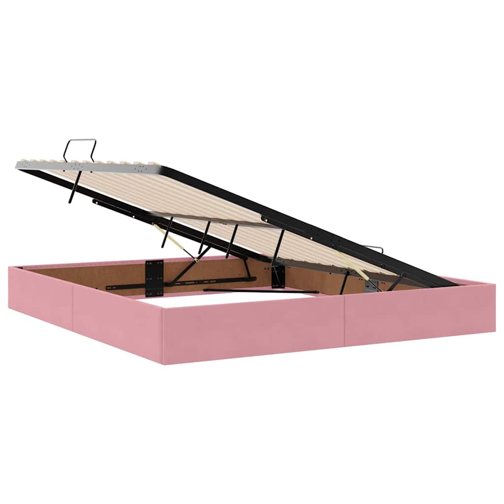 Letto con Contenitore con materasso Rosa 160 x 200 cm Velluto | homemem39