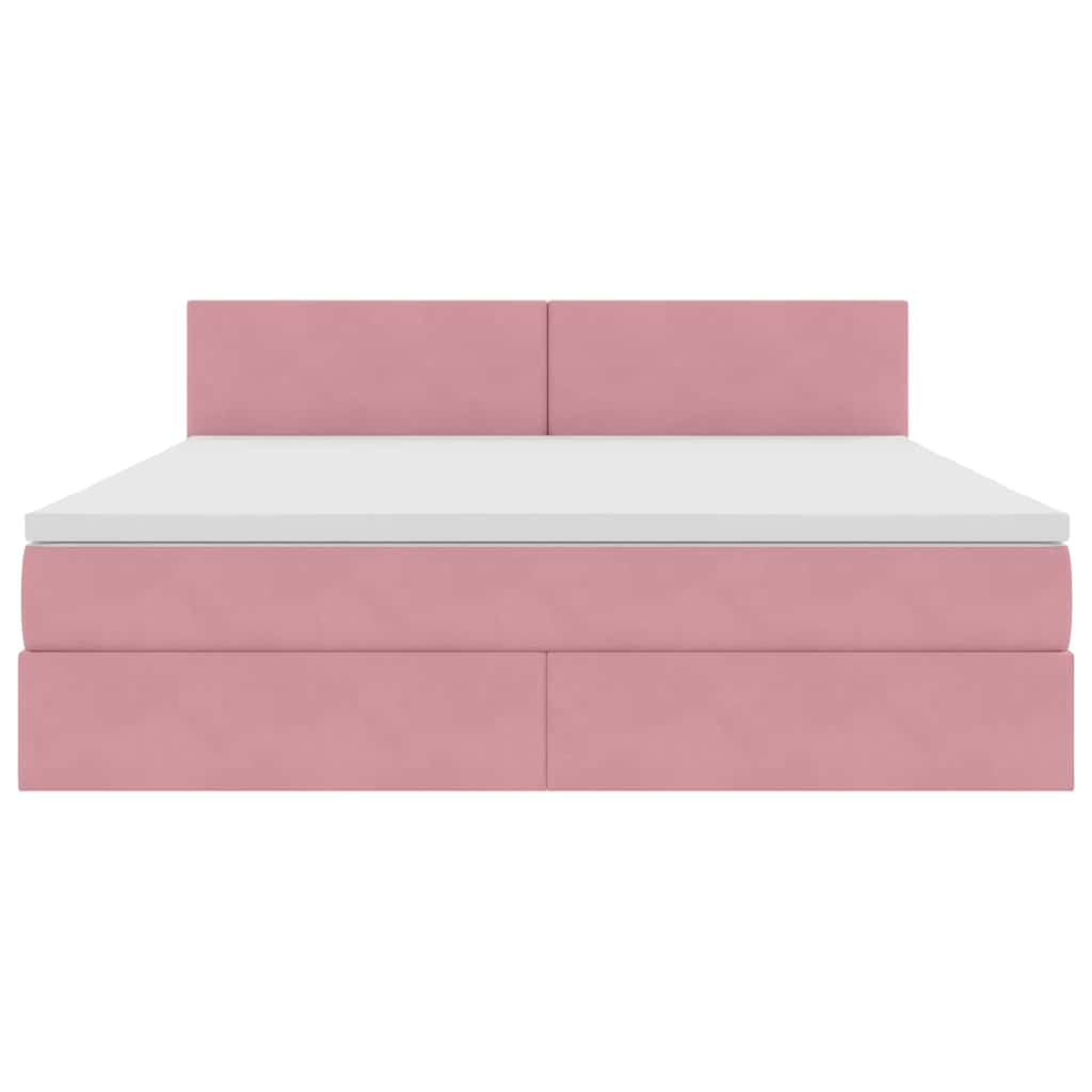 Letto con Contenitore con materasso Rosa 160 x 200 cm Velluto | homemem39