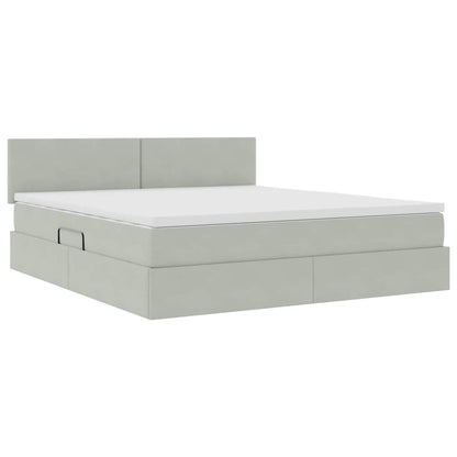 Letto con Contenitore Grigio chiaro 180 x 200 cm Velluto | homemem39