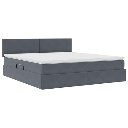 Letto con Contenitore Grigio scuro 180 x 200 cm Velluto | homemem39