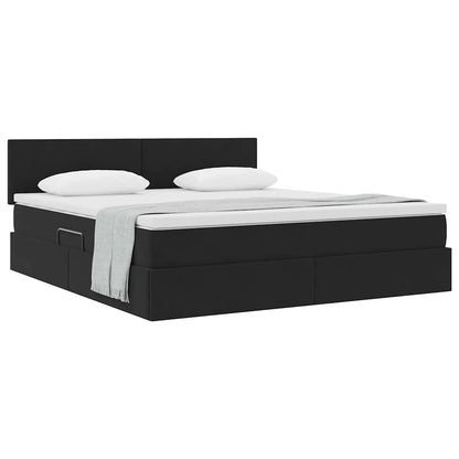 Letto con Contenitore con materasso Nero 180 x 200 cm Velluto | homemem39