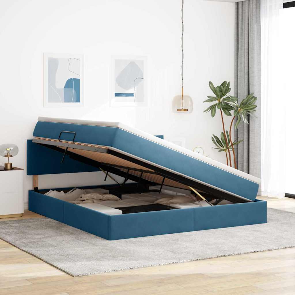 Letto con Contenitore Blu Scuro 180 x 200 cm Velluto | homemem39