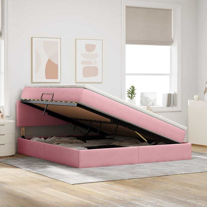 Letto con Contenitore con materasso Rosa 180 x 200 cm Velluto | homemem39
