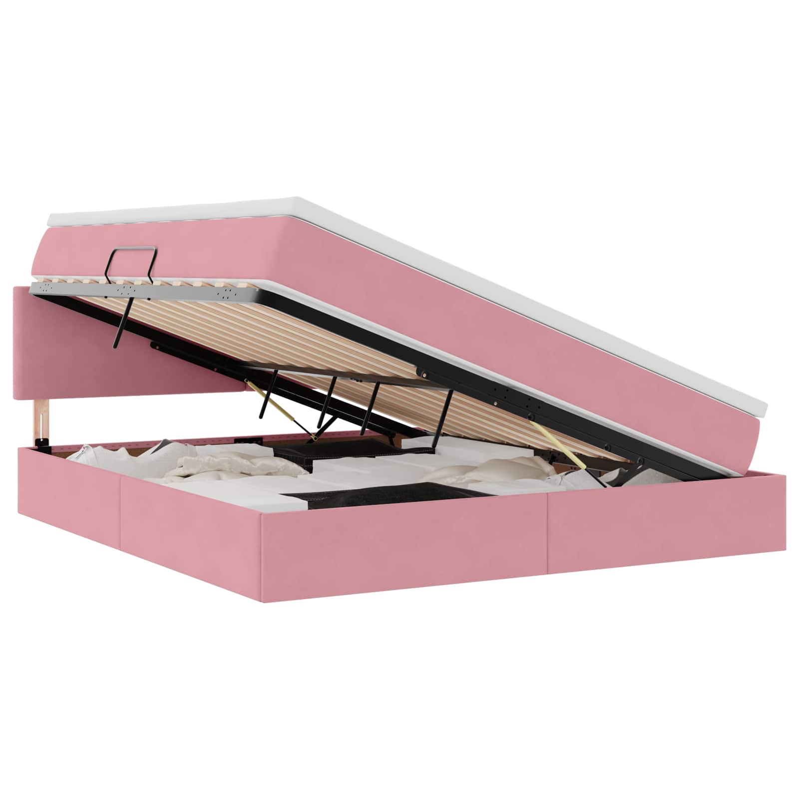 Letto con Contenitore con materasso Rosa 180 x 200 cm Velluto | homemem39