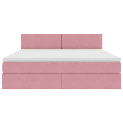 Letto con Contenitore con materasso Rosa 180 x 200 cm Velluto | homemem39