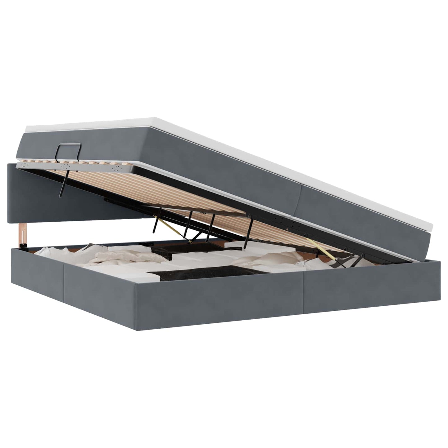 Letto con Contenitore Grigio scuro 200 x 200 cm Velluto | homemem39