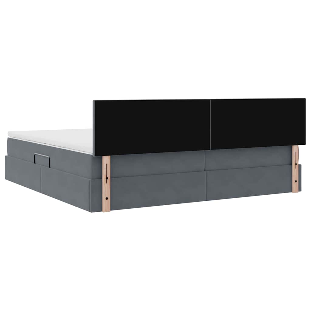 Letto con Contenitore Grigio scuro 200 x 200 cm Velluto | homemem39
