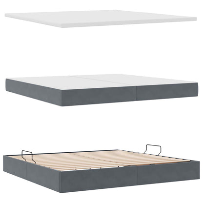 Letto con Contenitore Grigio scuro 200 x 200 cm Velluto | homemem39