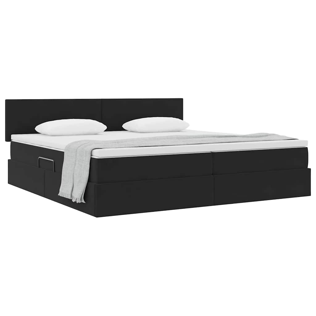 Letto con Contenitore con materasso Nero 200 x 200 cm Velluto | homemem39
