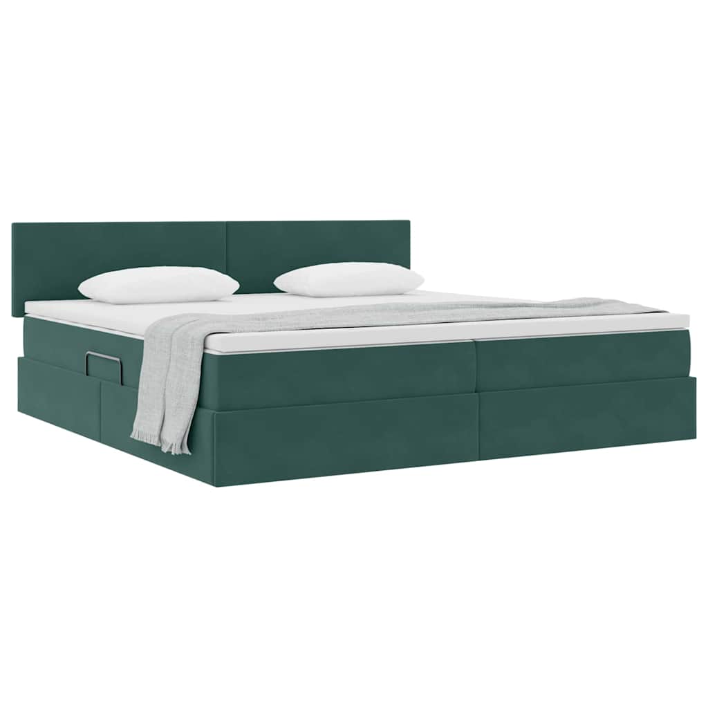 Letto con Contenitore Verde Scuro 200 x 200 cm Velluto | homemem39