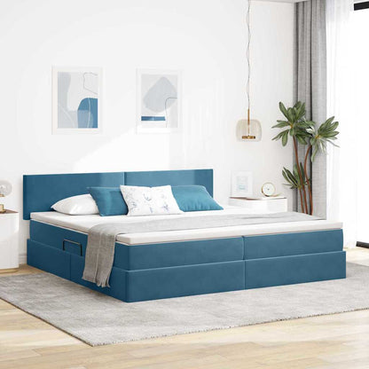 Letto con Contenitore Blu Scuro 200 x 200 cm Velluto | homemem39