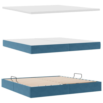 Letto con Contenitore Blu Scuro 200 x 200 cm Velluto | homemem39