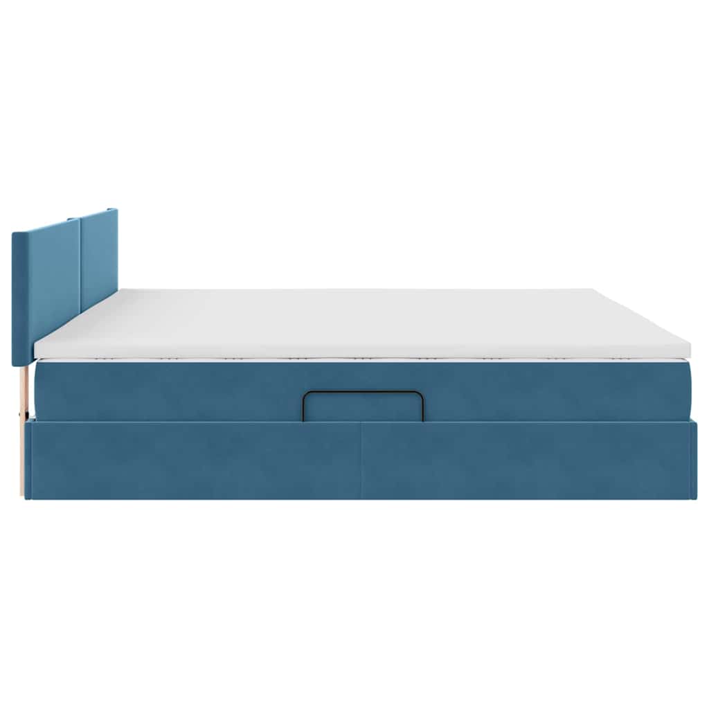 Letto con Contenitore Blu Scuro 200 x 200 cm Velluto | homemem39