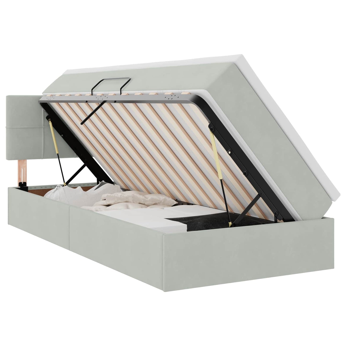 Letto con Contenitore Grigio chiaro 90 x 190 cm Velluto | homemem39