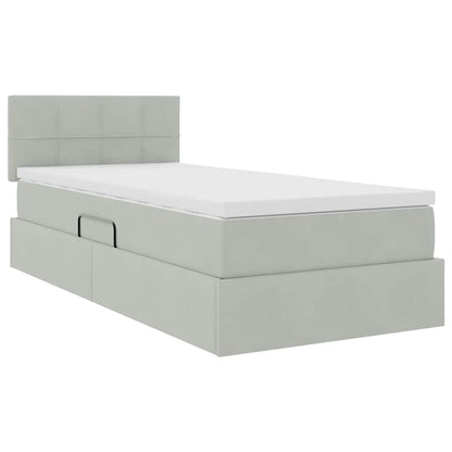 Letto con Contenitore Grigio chiaro 90 x 190 cm Velluto | homemem39