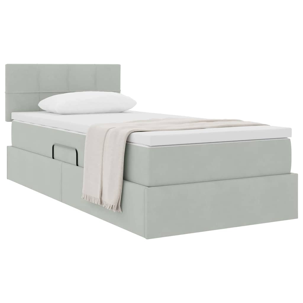Letto con Contenitore Grigio chiaro 90 x 200 cm Velluto | homemem39