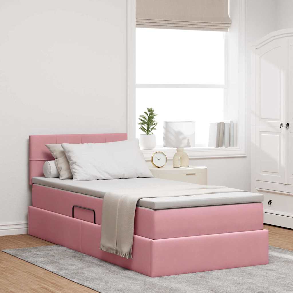 Letto con Contenitore con materasso Rosa 90 x 200 cm Velluto | homemem39