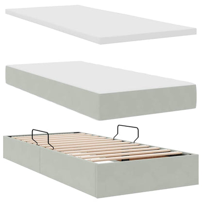 Letto con Contenitore Grigio chiaro 100 x 200 cm Velluto | homemem39