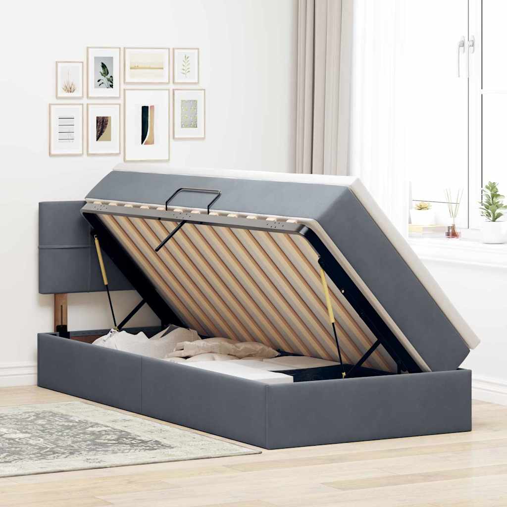 Letto con Contenitore Grigio scuro 100 x 200 cm Velluto | homemem39
