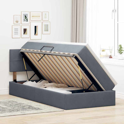 Letto con Contenitore Grigio scuro 100 x 200 cm Velluto | homemem39