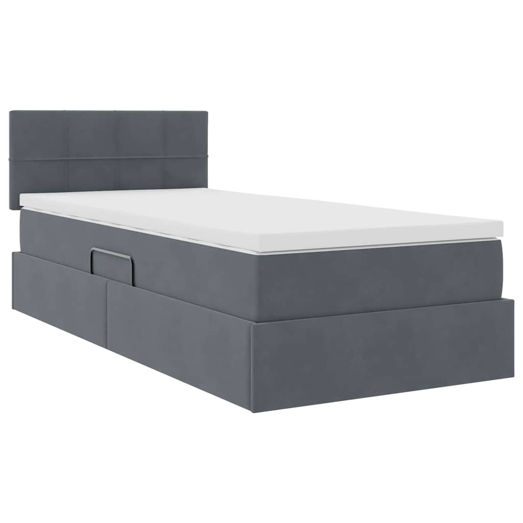 Letto con Contenitore Grigio scuro 100 x 200 cm Velluto | homemem39