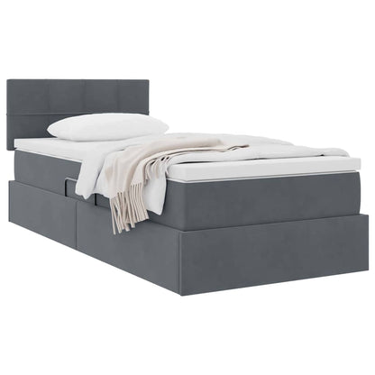 Letto con Contenitore Grigio scuro 100 x 200 cm Velluto | homemem39